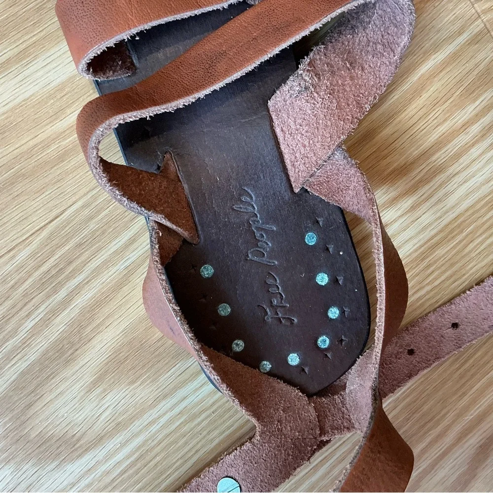Free People Sunever Gladiator Leather Strappy Sandals Brown Size EU 41